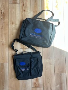 Vintage Creative Memories Black Messenger and Carry Bags with Blue Logo Accents
